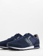 Boss Parkour Runn Sneakers With Suede Panels In Navy