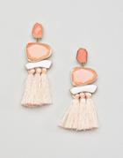 Nylon Tassel Earrings - Pink