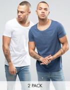 Asos 2 Pack T-shirt With Scoop Neck Save - Multi