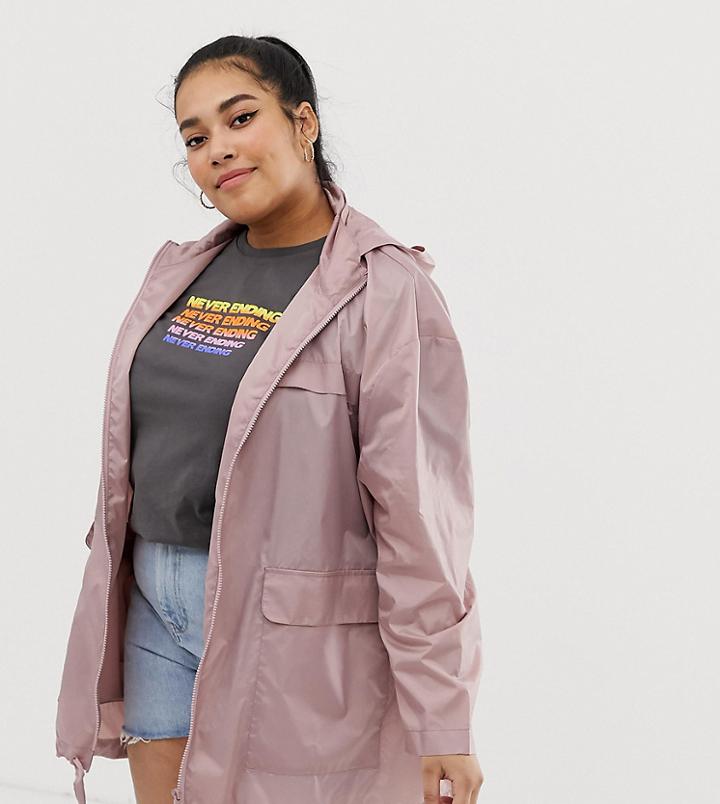 Asos Design Curve Pac A Mac Jacket - Pink