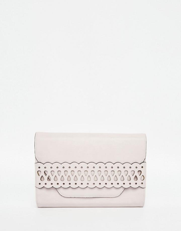 Asos Laser Cut Clutch Bag - Nude