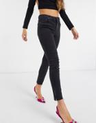 Na-kd Zip Detail High Waisted Skinny Jeans In Washed Black