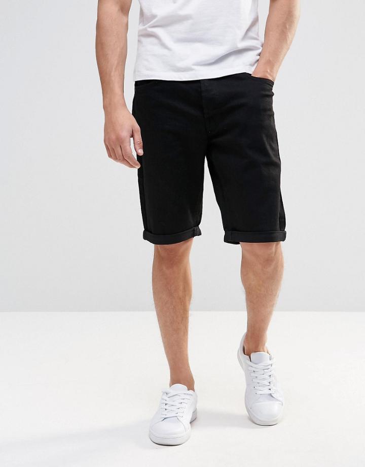 Lee Straight Denim Shorts Clean Black - Clean Black