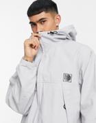 Topman Rip Stop Hooded Jacket In Gray-blues