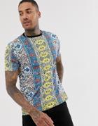 Asos Design Relaxed T-shirt With All Over Multi Color Print - Multi