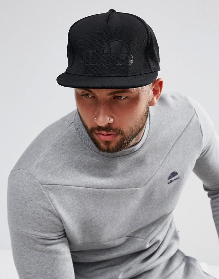 Ellesse Snapback Cap With Tonal Logo In Black - Black