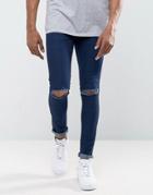 Criminal Damage Super Skinny Jeans With Knee Rips - Blue
