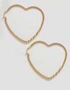 Reclaimed Vintage Heart Hoop Earrings - Gold