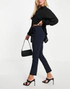 Mango Slim Leg Cigarette Pants In Navy-blues