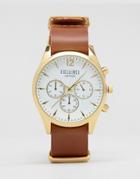 Reclaimed Vintage Chronograph Leather Watch In Tan - Tan
