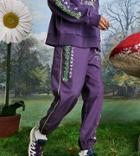Collusion Unisex Oversized Woven Sweatpants With Character Print In Purple