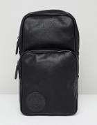 Versace Jeans Leather Flight Bag In Black With Logo - Black