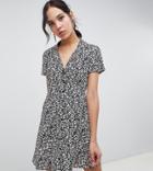 Asos Design Tall Button Through Mini Skater Dress In Leopard Print - Multi