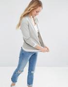 Asos Knitted Bomber In Cotton - Gray