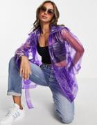 Miss Selfridge Croc Transparent Short Belted Trench In Purple