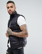 New Look Quilted Vest With Concealed Hood In Black - Black