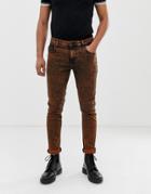 Asos Design Skinny Jeans In Acid Wash Orange - Orange