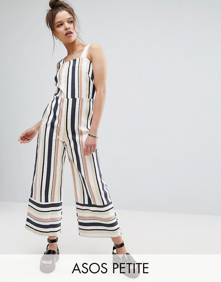 Asos Petite Pinny Jumpsuit In Stripe - Multi
