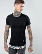 Religion T-shirt With Floral Hem Extender - Black