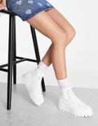 Asos Design Detra Chunky High Top Sneakers In White Sequin