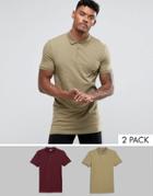 Asos Longline Muscle Polo 2 Pack Save - Multi