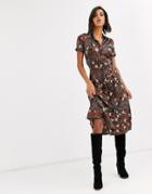 Vero Moda Short Sleeve Shirt Midi Dress In Mixed Floral Print
