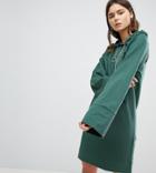 Asos Tall Hooded Mini Sweat Dress With Chains And Cut Outs - Green