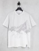 Topman Oversized Fit T-shirt With Signature Large Mountain Print In Gray-grey