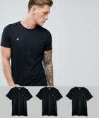 Abercrombie & Fitch 3pack T-shirt Crew Neck Muscle Slim Fit In Black Marl Save - Black
