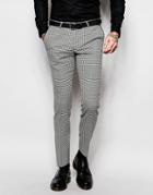 Noose & Monkey Mini Check Tuxedo Pants With Stretch In Skinny Fit - Black