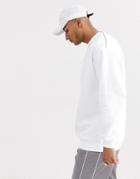 Asos Design Oversized Longline Sweatshirt In White With Silver Neck Zips