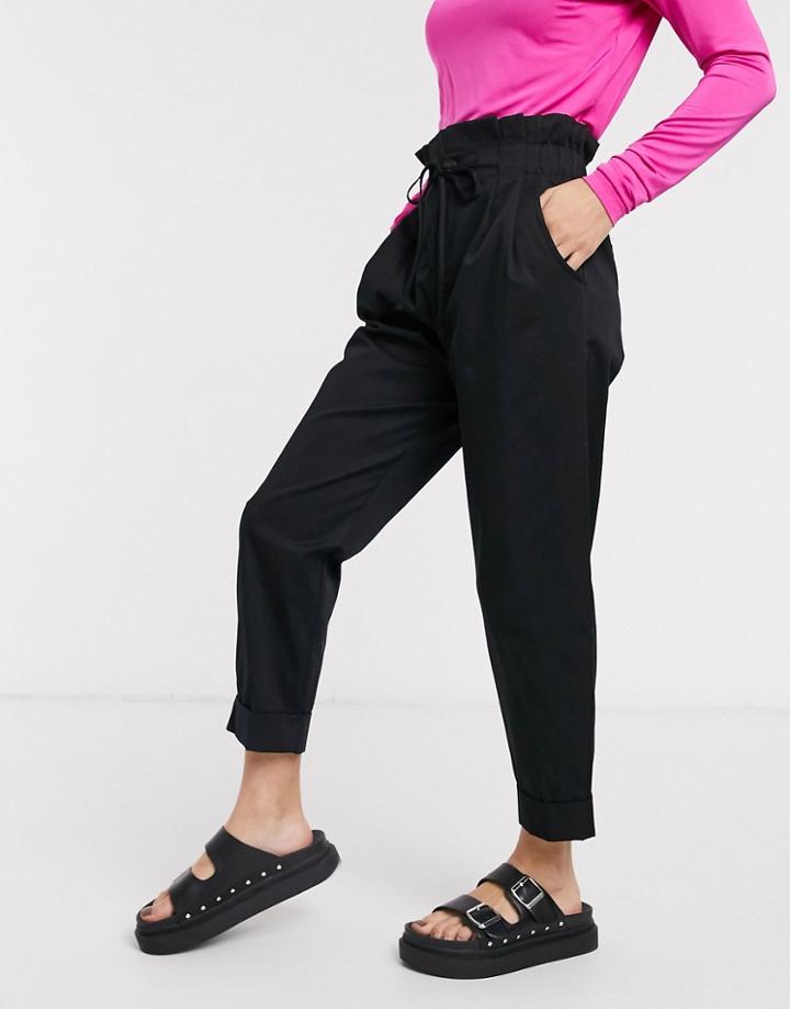 Bershka High Waisted Balloon Pants In Black