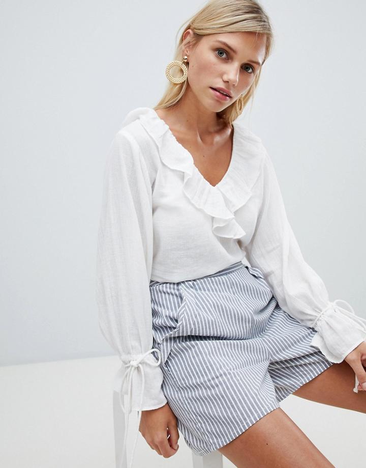 Vila Frill Cuff Top-white