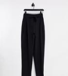 Asos Design Tall Tailored Tie Waist Tapered Ankle Grazer Pants-black