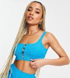 Asyou Button Up Knitted Bralette In Blue - Part Of A Set