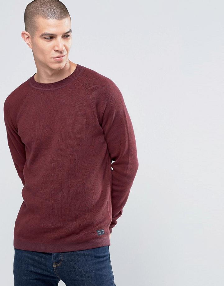 Selected Homme Raglan Crew Neck In Burgundy - Red