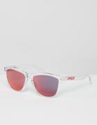 Oakley Square Frogskin Sunglasses With Red Flash Lens - Clear
