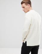 Esprit Sweater With Stepped Hem In Wool Blend - Cream
