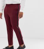 Asos Design Plus Skinny Tuxedo Suit Pants In Plum - Purple