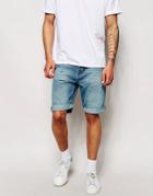 Pull & Bear Denim Short In Mid-wash - Blue