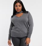 River Island Plus Sweater With Lace Inserts In Gray-grey