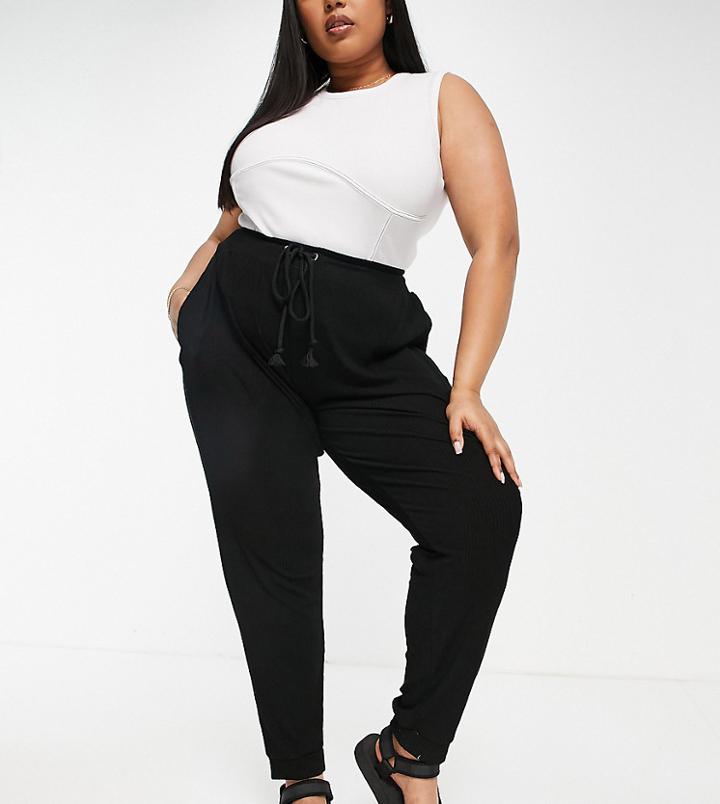 Asos Design Curve Mix & Match Lounge Super Soft Rib Sweatpants In Black