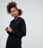 Pull & Bear Long Line Hoodie In Black - Black