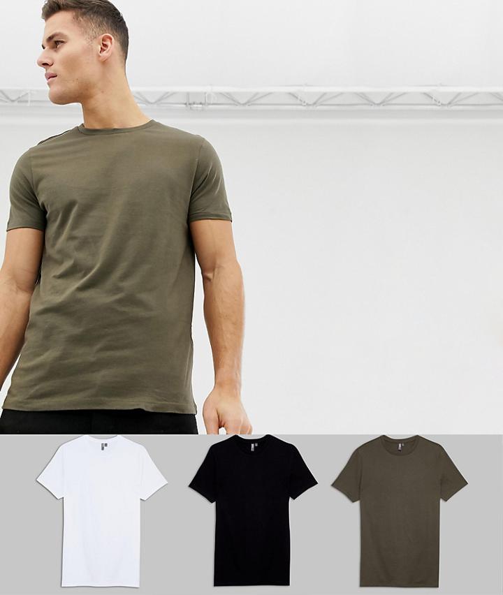 Asos Design T-shirt With Crew Neck 3 Pack Multipack Saving - Multi
