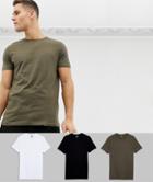 Asos Design T-shirt With Crew Neck 3 Pack Multipack Saving - Multi