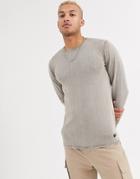 Only & Sons Crew Neck Sweater In Washed Gray