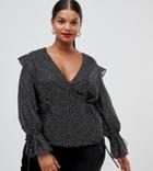 Lovedrobe Ruffle Shoulder Metallic Top - Black