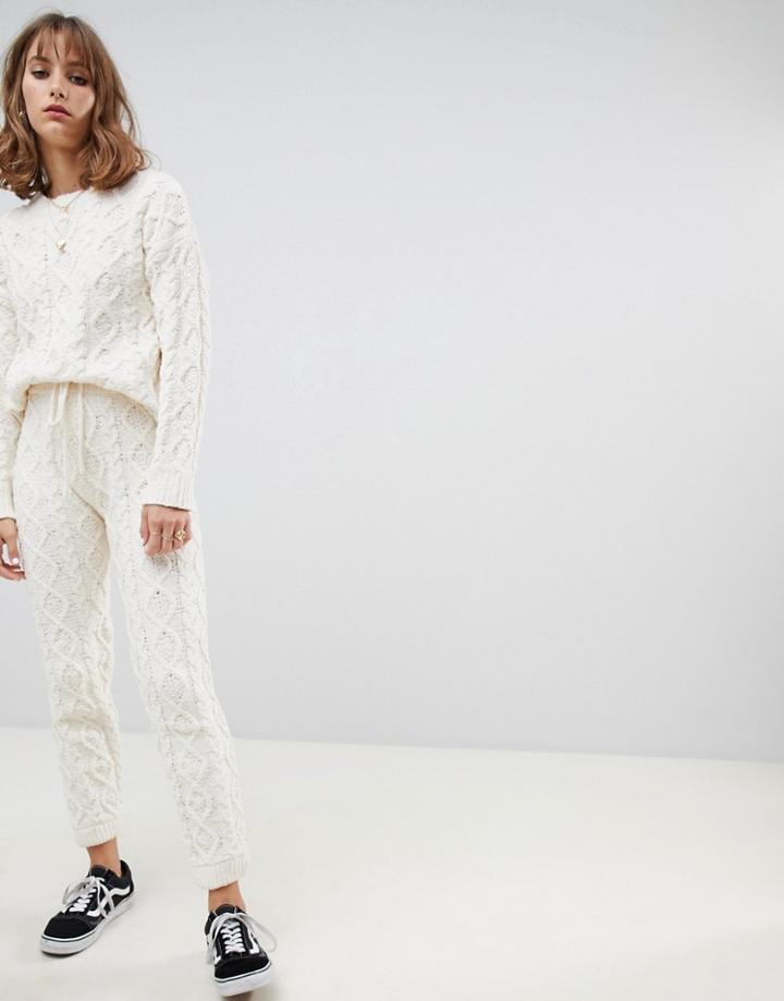 Wild Honey Cable Knit Pants Two-piece - White