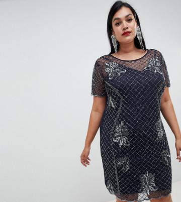 Lovedrobe Lux Embellished Shift Dress - Navy