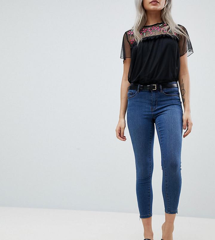 Vero Moda Petite Super Skinny Jean With Ankle Zip - Blue